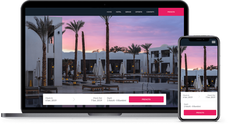 Widget prenotazioni Slope mobile e laptop con colore di accento magenta