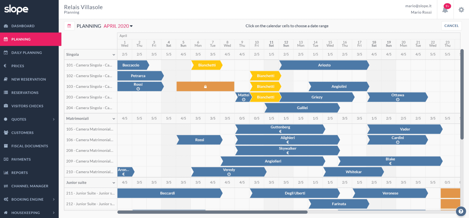 Example of a planning for hotel