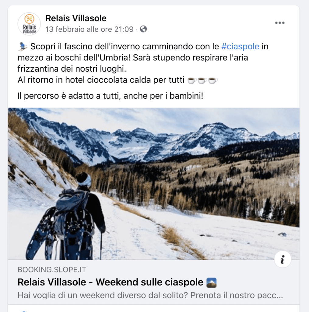 promozione pagina facebook hotel