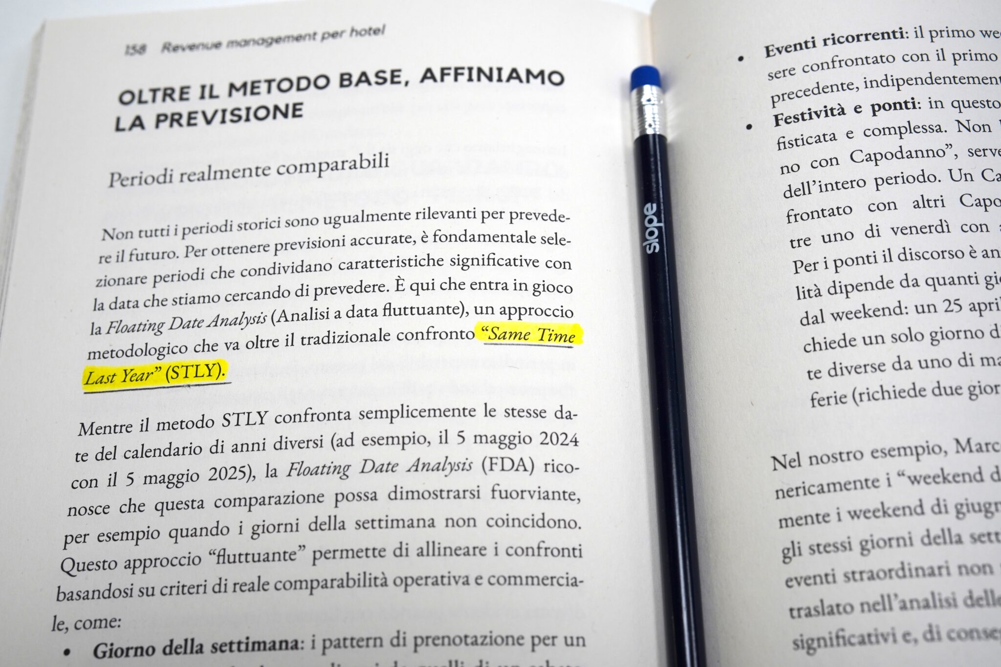 Pagina del libro Revenue Management per Hotel in cui si parla di STLY Same Time Last Year